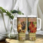Equatorial Guinea Tumbler With Handle - Lion Print and Traditional African Kente Patterns