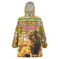 Equatorial Guinea Wearable Blanket Hoodie - Lion Print and Traditional African Kente Patterns