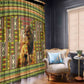 Equatorial Guinea Window Curtain - Lion Print and Traditional African Kente Patterns