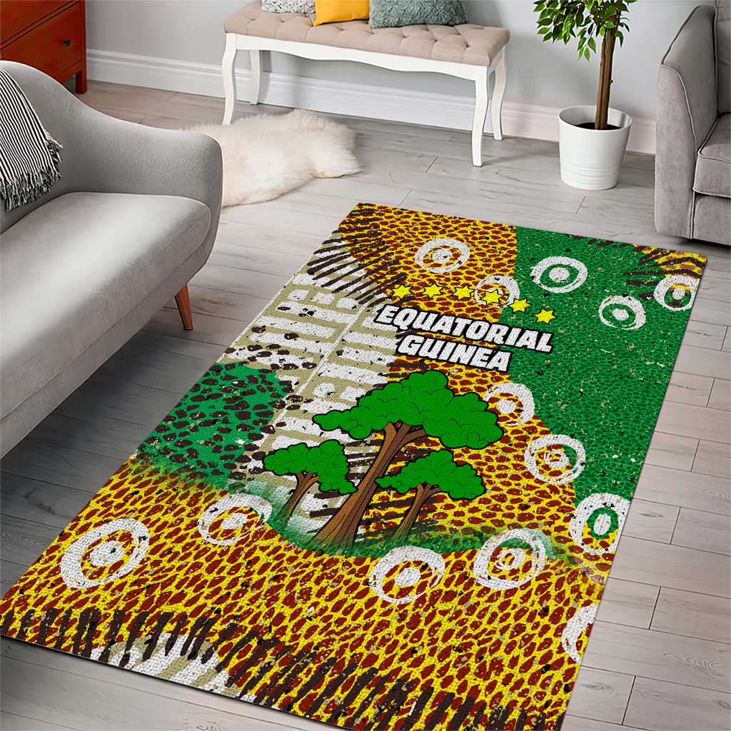 Equatorial Guinea Baobab Tree Area Rug - Tribal Patterns and Heritage Quote