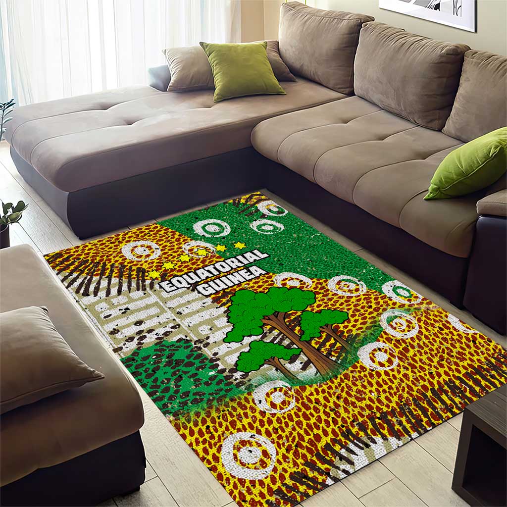 Equatorial Guinea Baobab Tree Area Rug - Tribal Patterns and Heritage Quote
