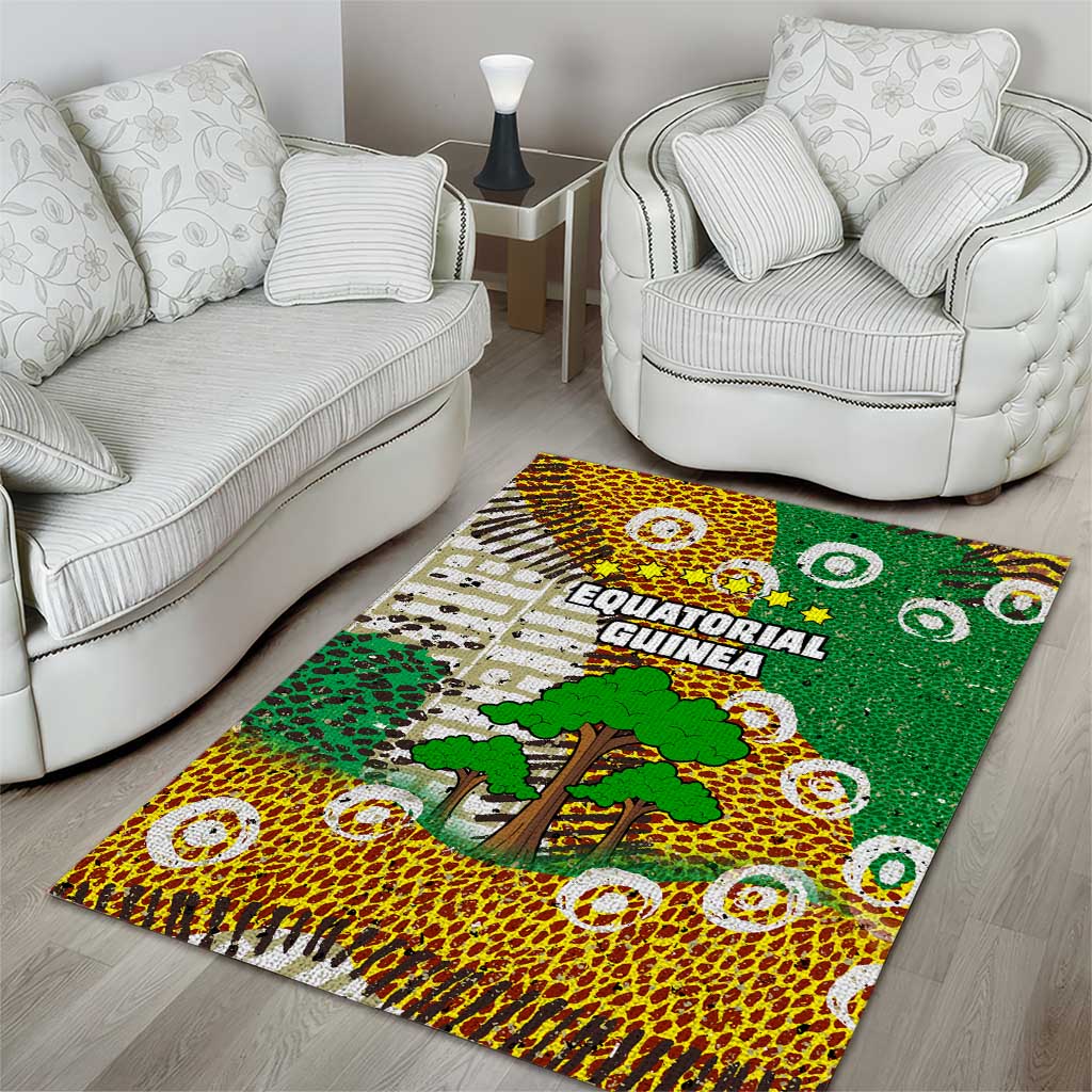 Equatorial Guinea Baobab Tree Area Rug - Tribal Patterns and Heritage Quote