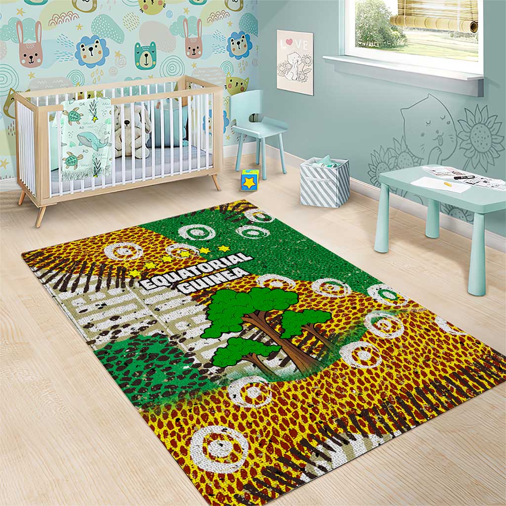 Equatorial Guinea Baobab Tree Area Rug - Tribal Patterns and Heritage Quote