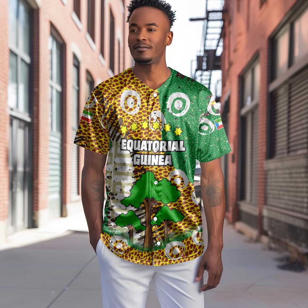 Equatorial Guinea Baobab Tree Baseball Jersey - Tribal Patterns and Heritage Quote