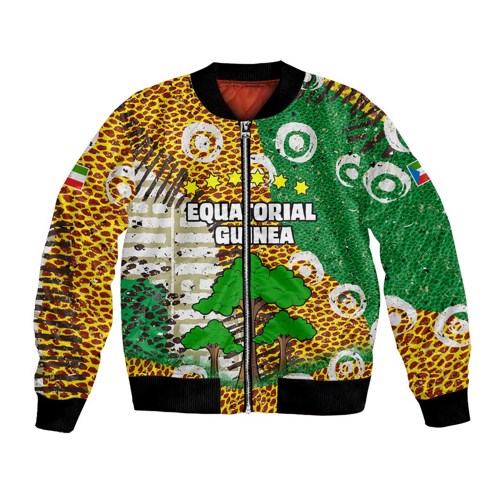 Equatorial Guinea Baobab Tree Bomber Jacket - Tribal Patterns and Heritage Quote