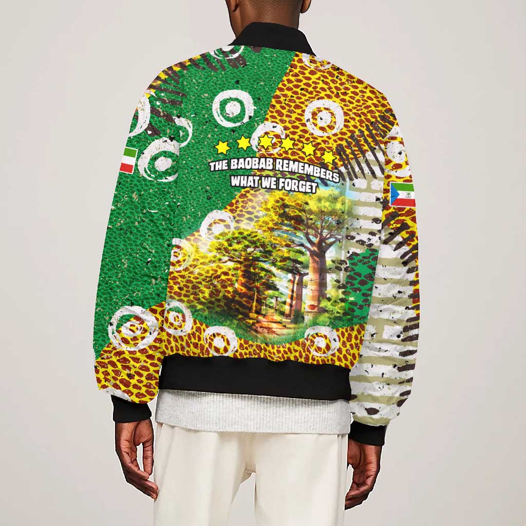 Equatorial Guinea Baobab Tree Bomber Jacket - Tribal Patterns and Heritage Quote