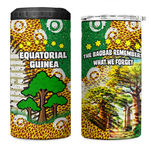 Equatorial Guinea Baobab Tree 4 in 1 Can Cooler Tumbler - Tribal Patterns and Heritage Quote