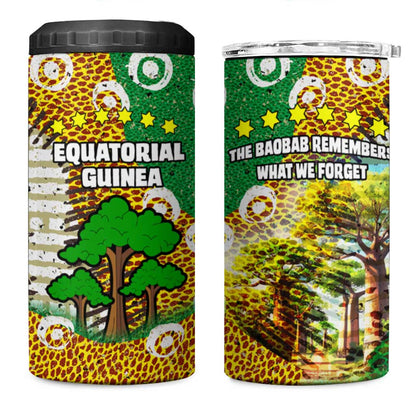 Equatorial Guinea Baobab Tree 4 in 1 Can Cooler Tumbler - Tribal Patterns and Heritage Quote
