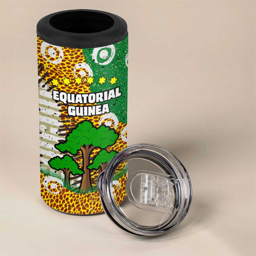 Equatorial Guinea Baobab Tree 4 in 1 Can Cooler Tumbler - Tribal Patterns and Heritage Quote