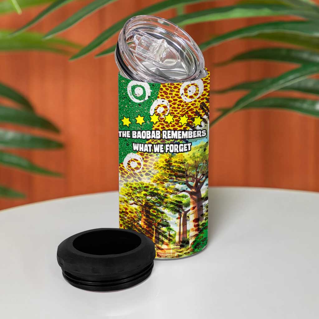 Equatorial Guinea Baobab Tree 4 in 1 Can Cooler Tumbler - Tribal Patterns and Heritage Quote