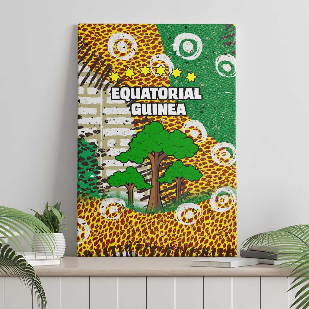 Equatorial Guinea Baobab Tree Canvas Wall Art - Tribal Patterns and Heritage Quote