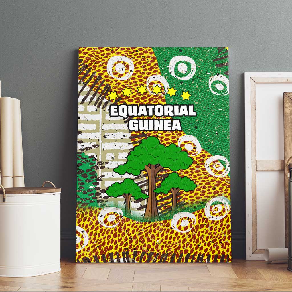 Equatorial Guinea Baobab Tree Canvas Wall Art - Tribal Patterns and Heritage Quote