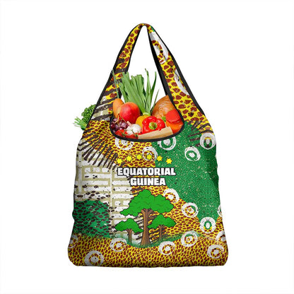 Equatorial Guinea Baobab Tree Grocery Bag - Tribal Patterns and Heritage Quote
