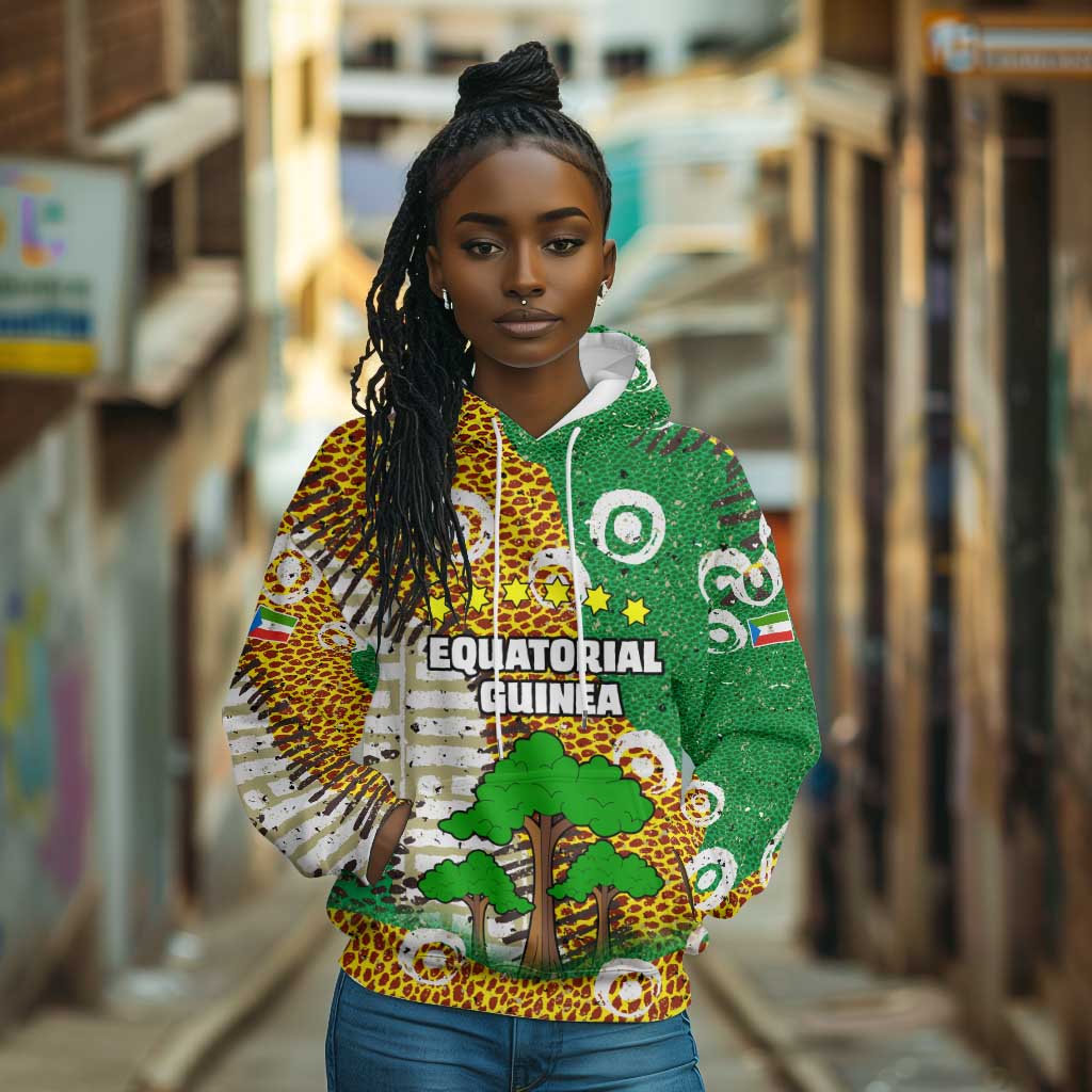 Equatorial Guinea Baobab Tree Hoodie - Tribal Patterns and Heritage Quote