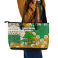 Equatorial Guinea Baobab Tree Leather Tote Bag - Tribal Patterns and Heritage Quote