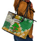 Equatorial Guinea Baobab Tree Leather Tote Bag - Tribal Patterns and Heritage Quote