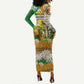Equatorial Guinea Baobab Tree Long Sleeve Bodycon Dress - Tribal Patterns and Heritage Quote