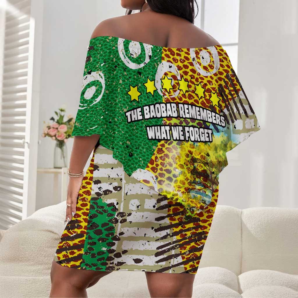 Equatorial Guinea Baobab Tree Off Shoulder Short Dress - Tribal Patterns and Heritage Quote