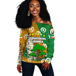 Equatorial Guinea Baobab Tree Off Shoulder Sweater - Tribal Patterns and Heritage Quote