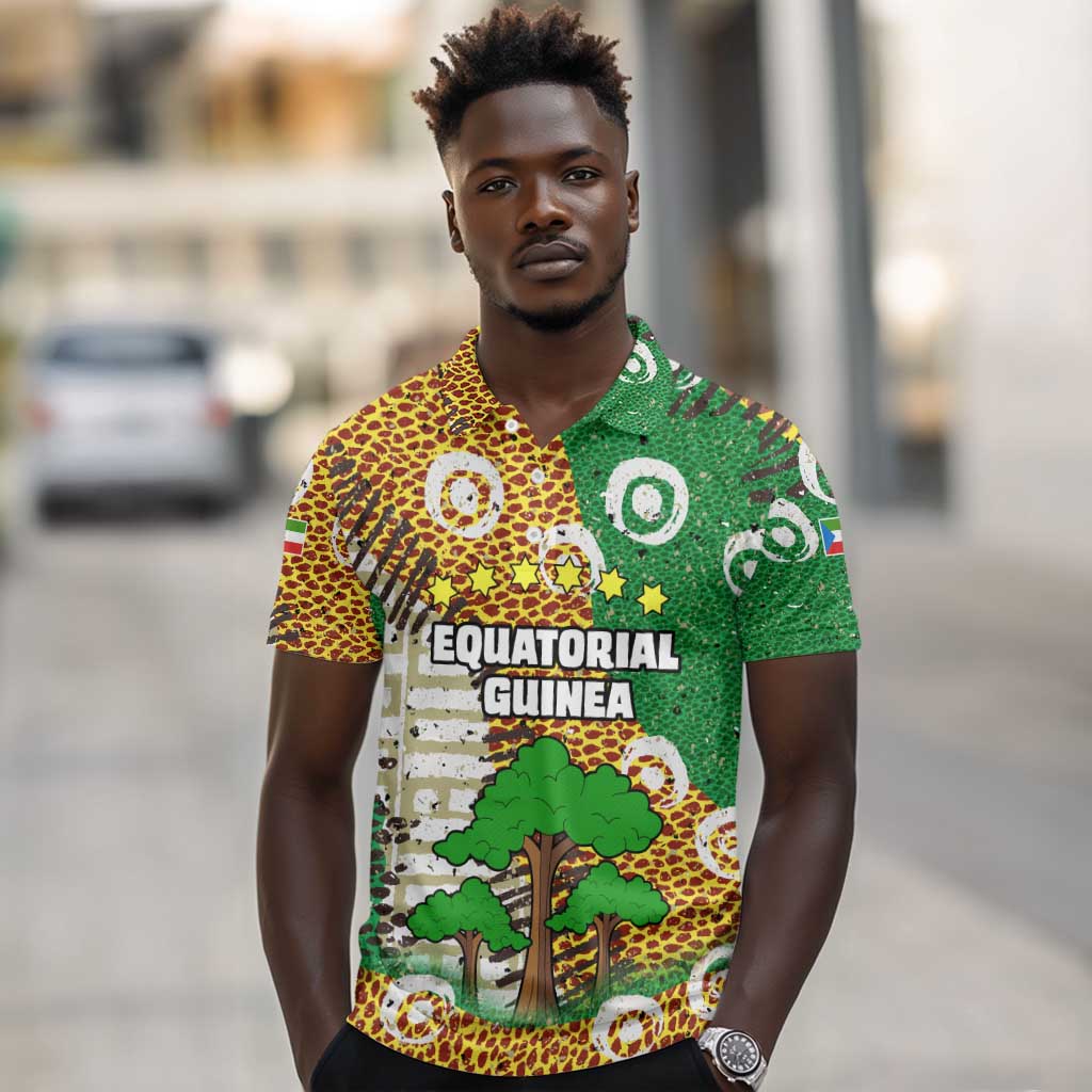 Equatorial Guinea Baobab Tree Polo Shirt - Tribal Patterns and Heritage Quote