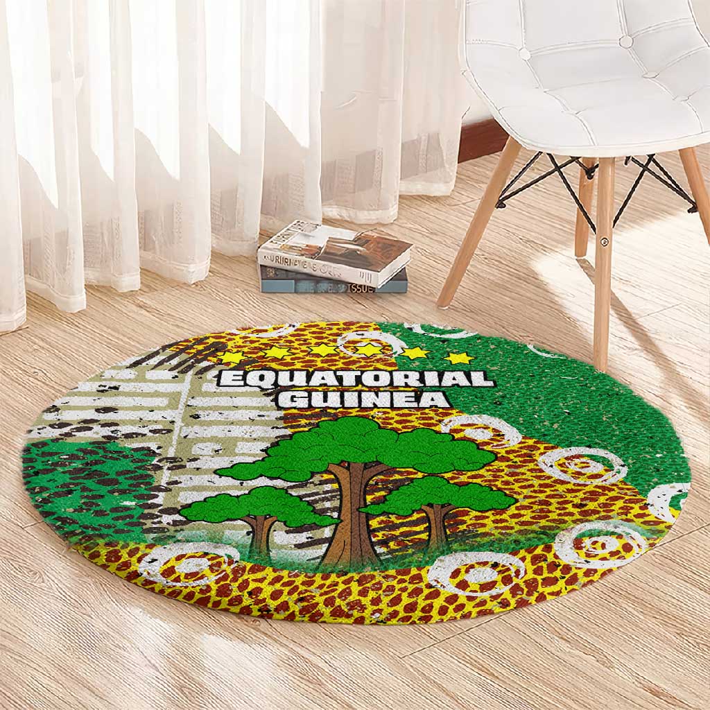 Equatorial Guinea Baobab Tree Round Carpet - Tribal Patterns and Heritage Quote