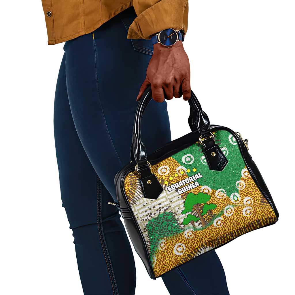 Equatorial Guinea Baobab Tree Shoulder Handbag - Tribal Patterns and Heritage Quote