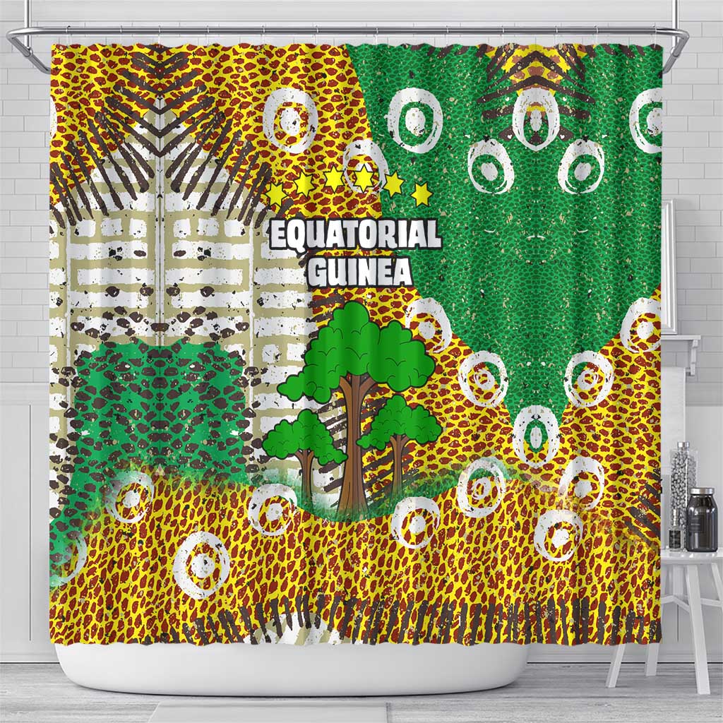 Equatorial Guinea Baobab Tree Shower Curtain - Tribal Patterns and Heritage Quote