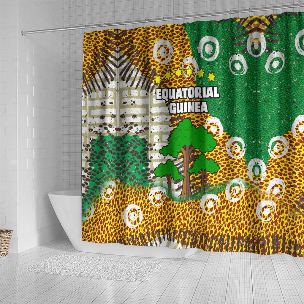 Equatorial Guinea Baobab Tree Shower Curtain - Tribal Patterns and Heritage Quote