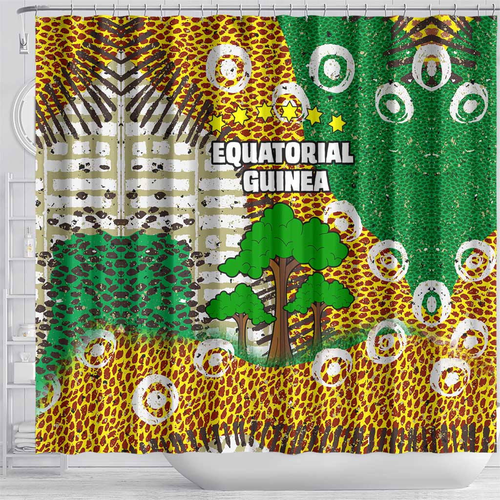 Equatorial Guinea Baobab Tree Shower Curtain - Tribal Patterns and Heritage Quote