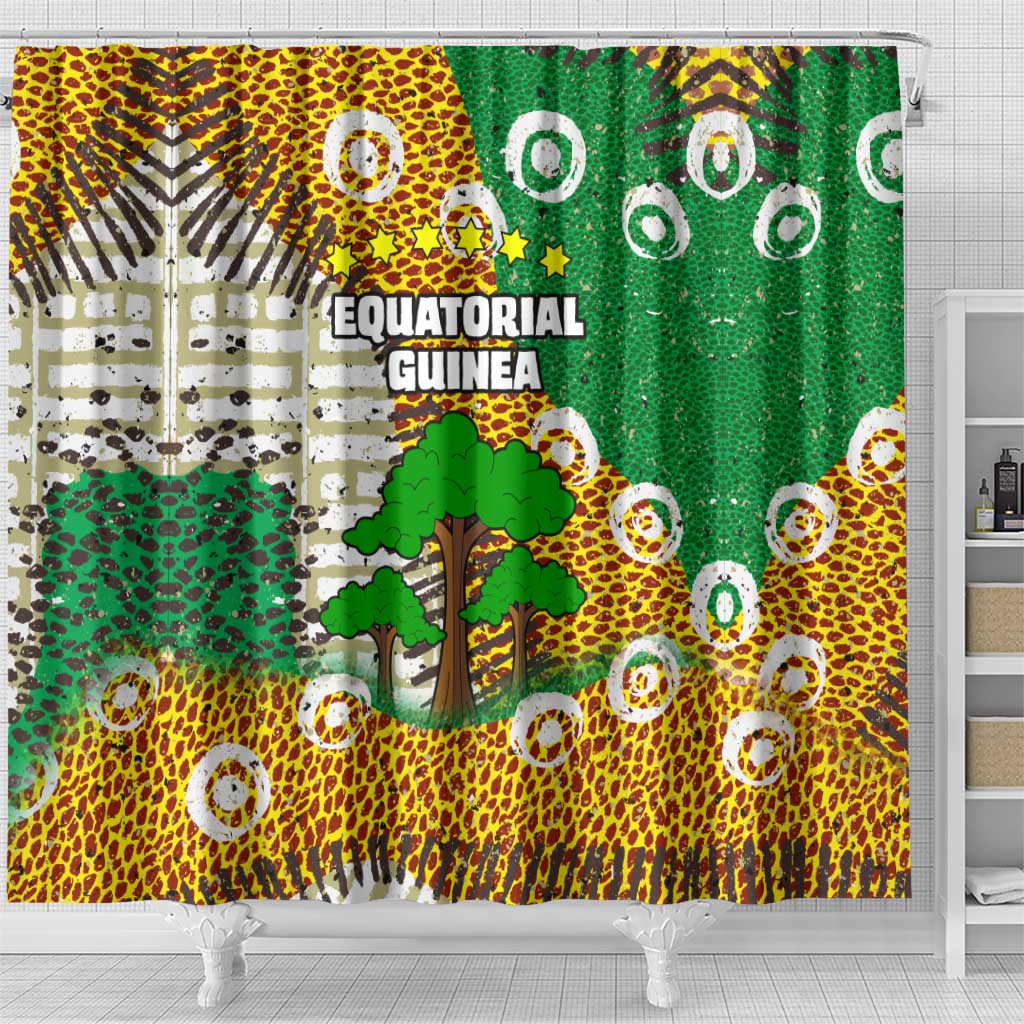 Equatorial Guinea Baobab Tree Shower Curtain - Tribal Patterns and Heritage Quote