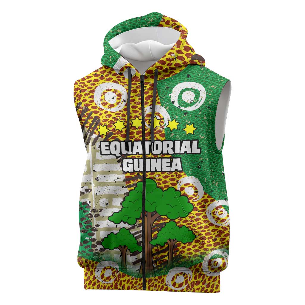 Equatorial Guinea Baobab Tree Sleeveless Zip Hoodie - Tribal Patterns and Heritage Quote - African Pride