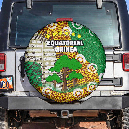 Equatorial Guinea Baobab Tree Spare Tire Cover - Tribal Patterns and Heritage Quote