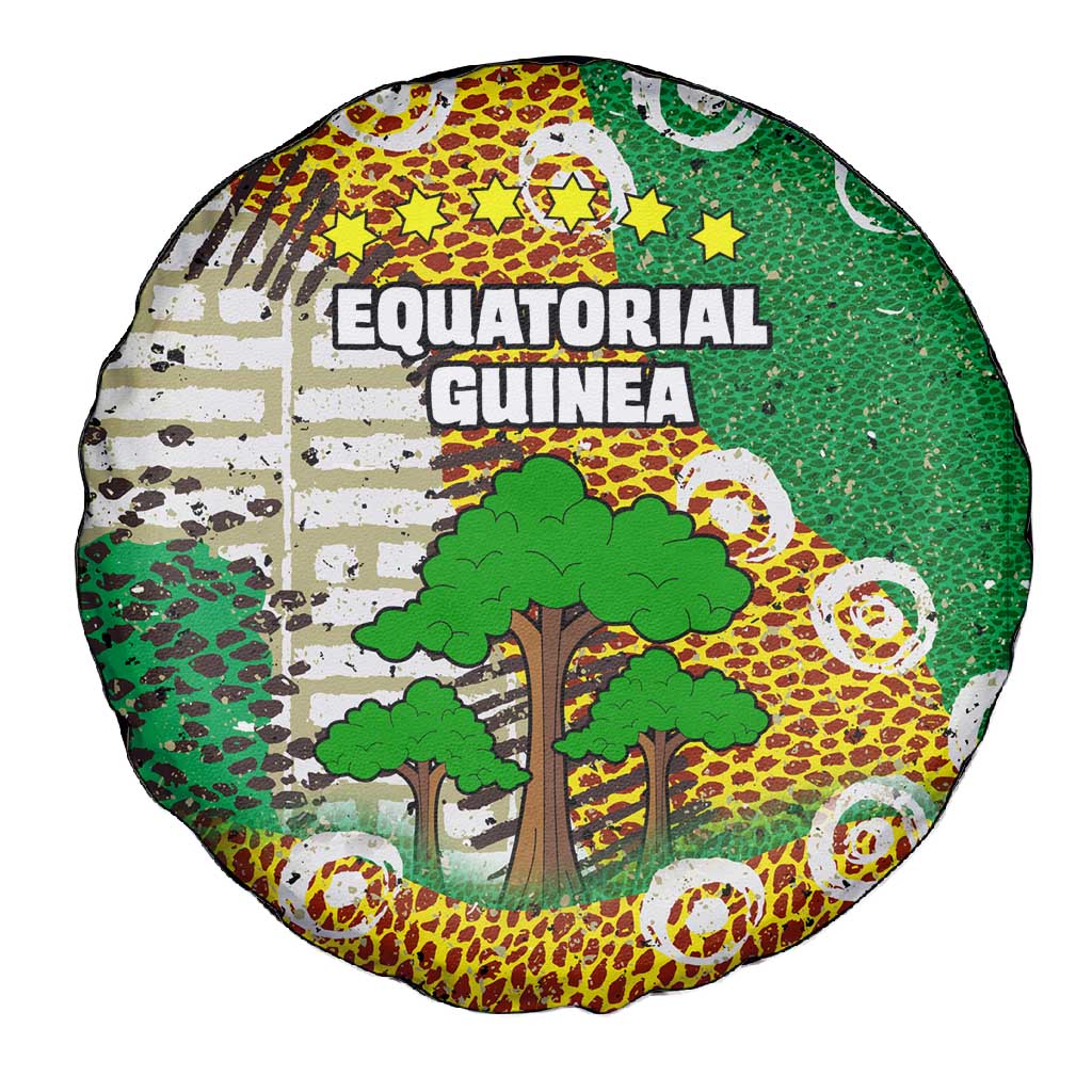 Equatorial Guinea Baobab Tree Spare Tire Cover - Tribal Patterns and Heritage Quote