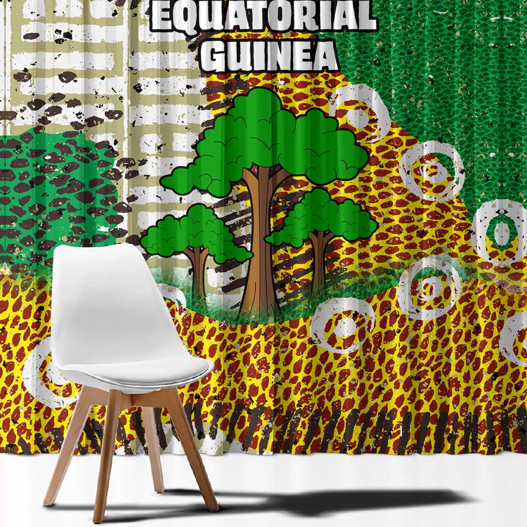 Equatorial Guinea Baobab Tree Window Curtain - Tribal Patterns and Heritage Quote