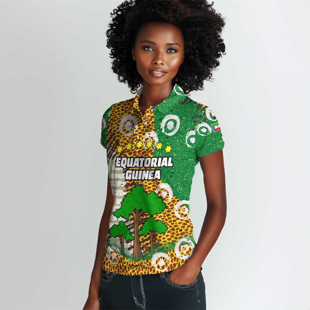 Equatorial Guinea Baobab Tree Women Polo Shirt - Tribal Patterns and Heritage Quote