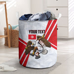Personalized Tunisia Soccer Laundry Basket Tunisia Flag Eagle Football Mascot