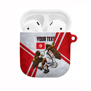 Personalized Tunisia Soccer AirPods Case Tunisia Flag Eagle Football Mascot