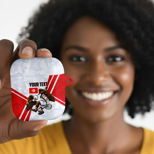 Personalized Tunisia Soccer AirPods Case Tunisia Flag Eagle Football Mascot