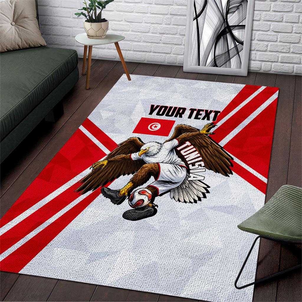 Personalized Tunisia Soccer Area Rug Tunisia Flag Eagle Football Mascot