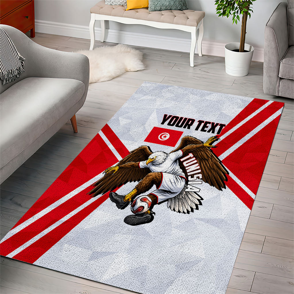 Personalized Tunisia Soccer Area Rug Tunisia Flag Eagle Football Mascot