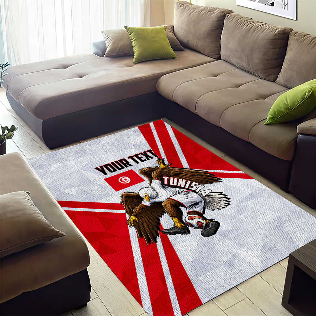 Personalized Tunisia Soccer Area Rug Tunisia Flag Eagle Football Mascot