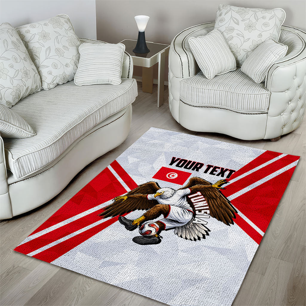 Personalized Tunisia Soccer Area Rug Tunisia Flag Eagle Football Mascot