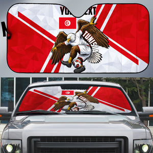 Personalized Tunisia Soccer Auto Sun Shade Tunisia Flag Eagle Football Mascot