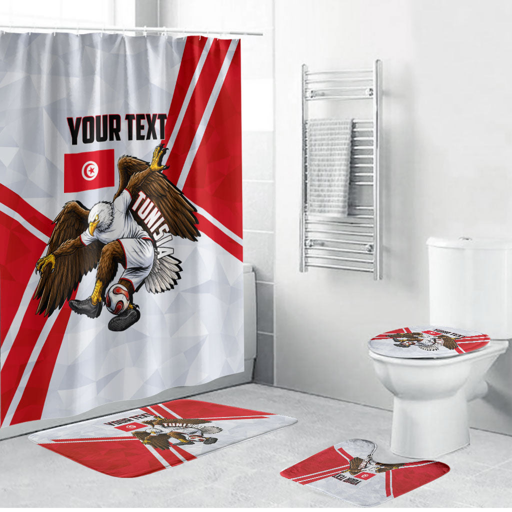 Personalized Tunisia Soccer Bathroom Set Tunisia Flag Eagle Football Mascot