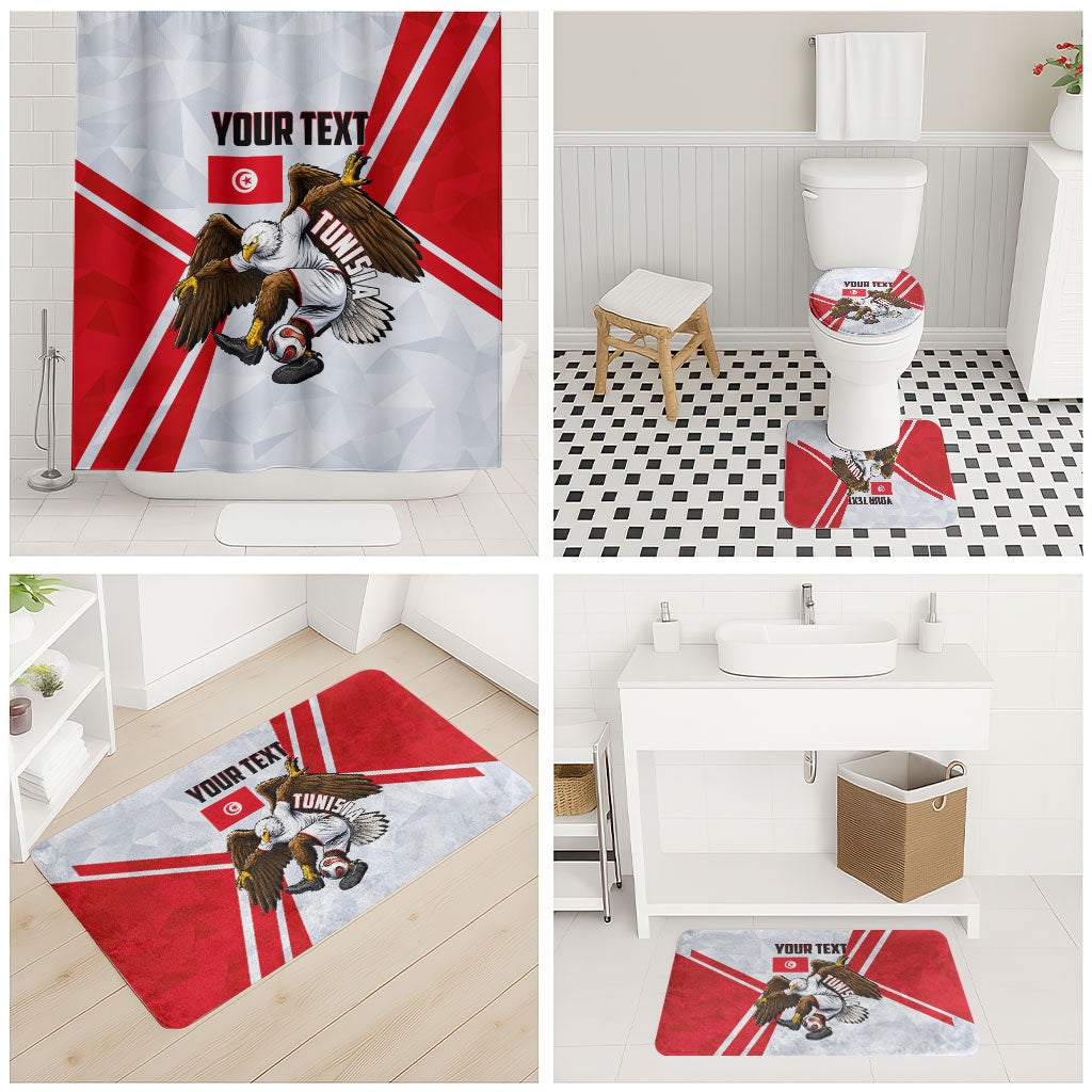 Personalized Tunisia Soccer Bathroom Set Tunisia Flag Eagle Football Mascot