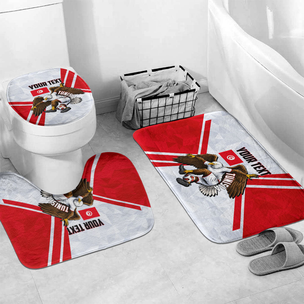 Personalized Tunisia Soccer Bathroom Set Tunisia Flag Eagle Football Mascot