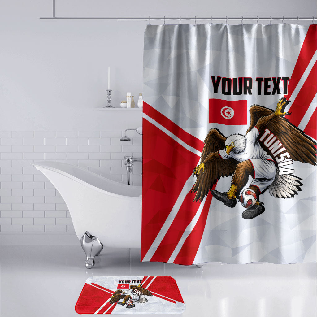 Personalized Tunisia Soccer Bathroom Set Tunisia Flag Eagle Football Mascot