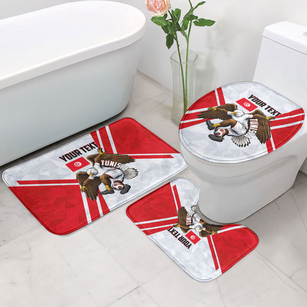 Personalized Tunisia Soccer Bathroom Set Tunisia Flag Eagle Football Mascot