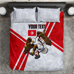 Personalized Tunisia Soccer Bedding Set Tunisia Flag Eagle Football Mascot