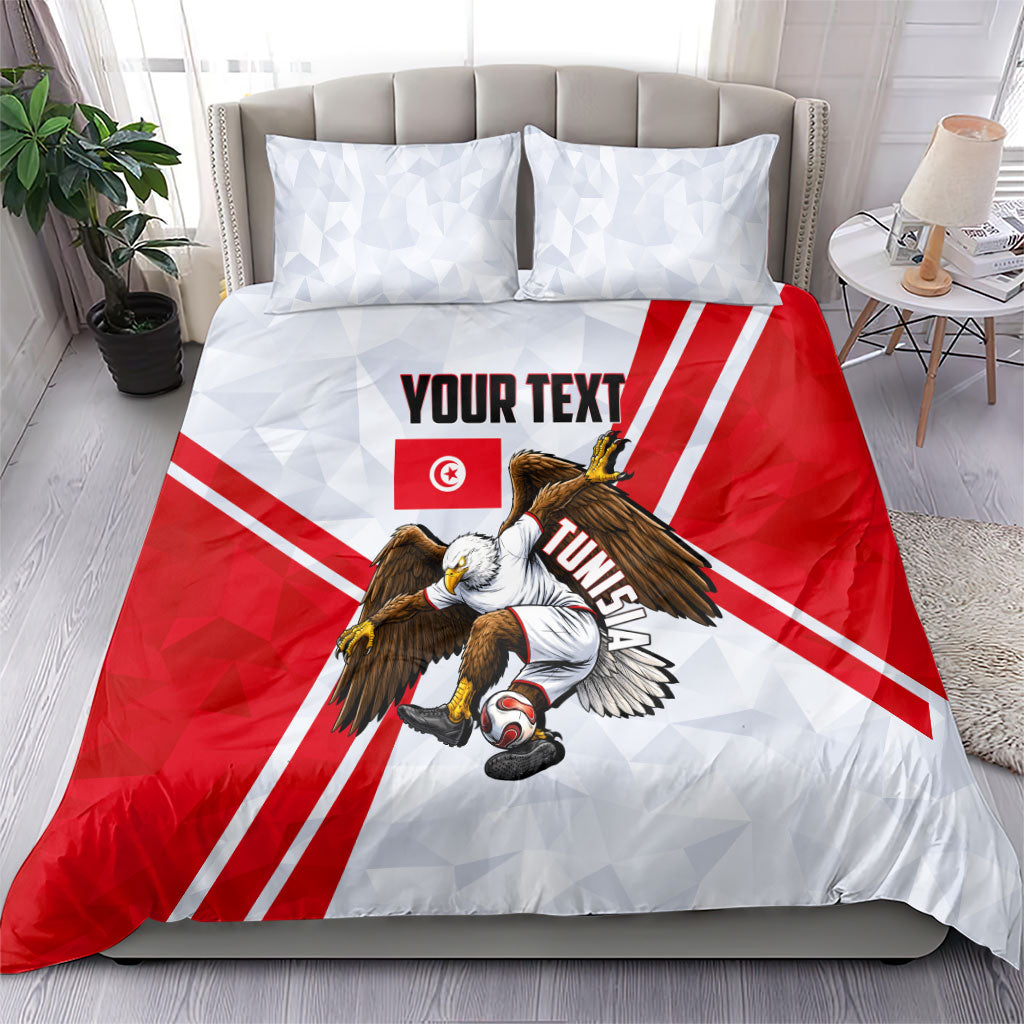 Personalized Tunisia Soccer Bedding Set Tunisia Flag Eagle Football Mascot